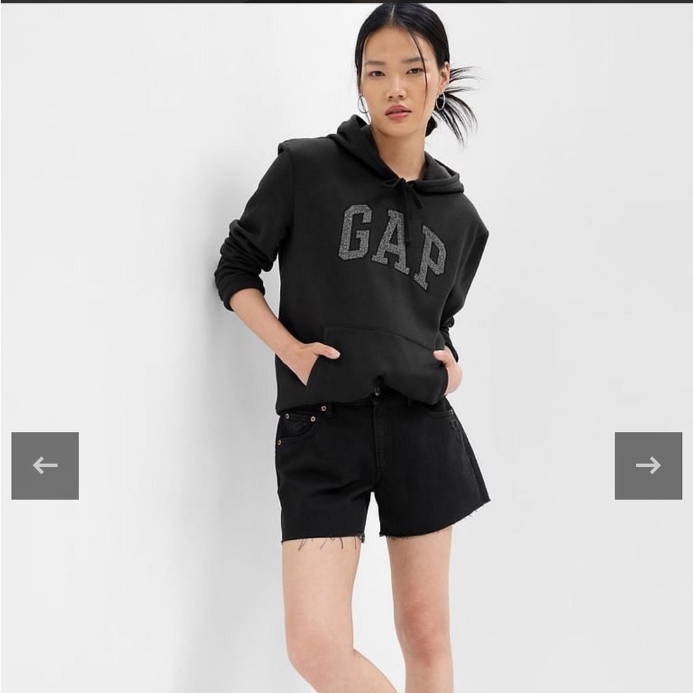 GAP Black Hoodie with Silver Glitter Logo - Picture 1 of 5